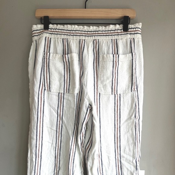 Jolt Striped Shorts Womens L Large Casual Summer Boho Beige Brown Blue Linen - Picture 2 of 16